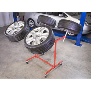 Sealey Alloy Wheel Painting/Repair Stand - 4-Wheel Capacity - Angled Cones