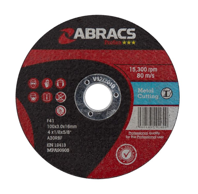 Abracs Proflex Cutting Disc 100mm x 3mm x 16mm Flat Metal