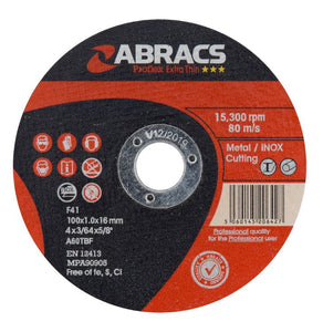Abracs Proflex Extra Thin Cutting Disc 100mm x 1.0mm INOX