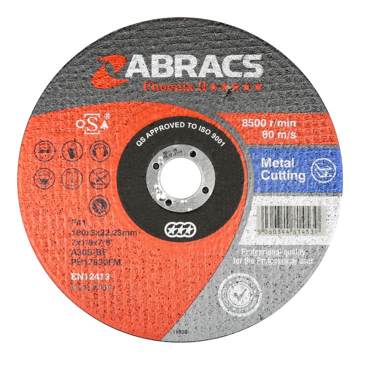Abracs Phoenix II Cutting Disc 178mm x 3mm x 22mm Flat Metal