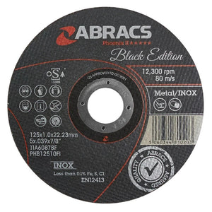 Abracs Black Edition Extra Thin Phoenix II Cutting Disc 125mm x 1.0mm x 22mm INOX (Bulk)