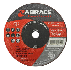 Abracs Phoenix II Extra Thin Cutting Disc 100mm x 1.0mm x 10mm