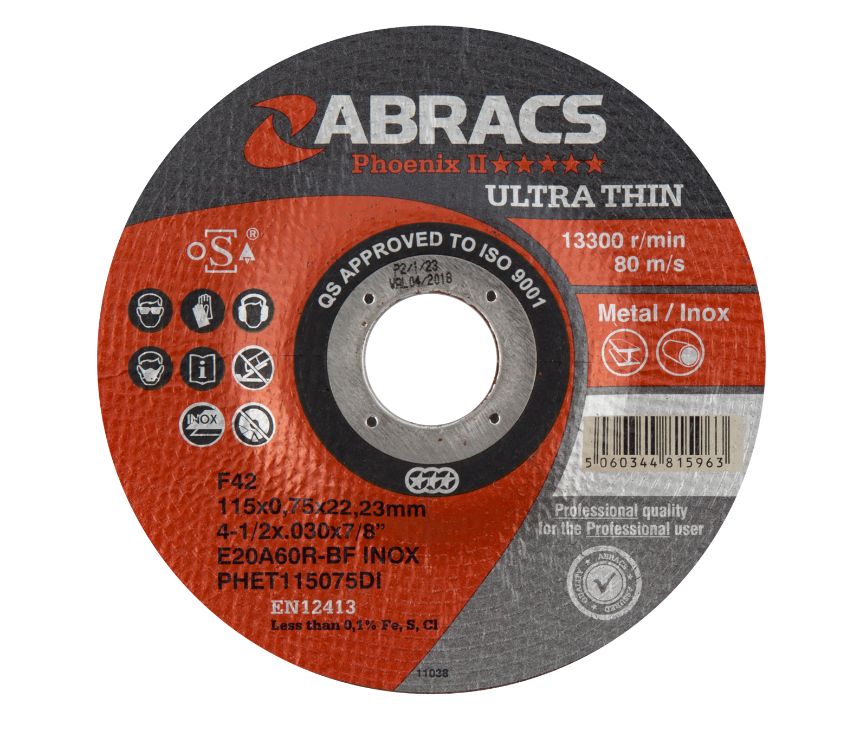 Abracs Phoenix II Ultra Thin Cutting Disc 115mm x 0.75mm x 22mm