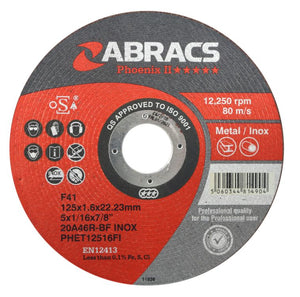 Abracs Phoenix II Extra Thin Cutting Disc 125mm x 1.6mm x 22mm