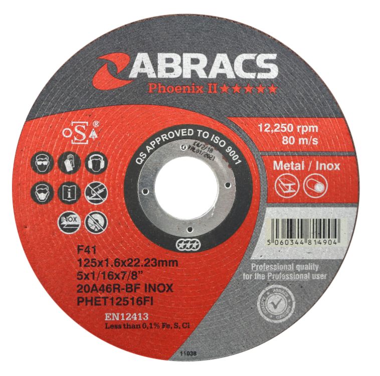 Abracs Phoenix II Extra Thin Cutting Disc 125mm x 1.6mm x 22mm