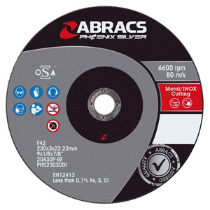 Abracs Phoenix Silver Cutting Disc 230mm x 6mm x 22mm DPC INOX