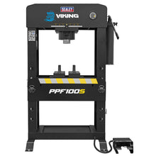 Load image into Gallery viewer, Sealey Viking Air/Hydraulic Press 100 Tonne Floor Type, Sliding Ram and Foot Pedal
