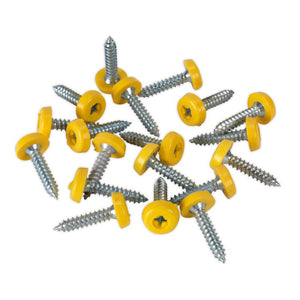 Sealey Numberplate Screw Plastic Enclosed Head 4.8 x 24mm Yellow - Pack of 50