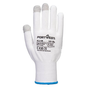 Portwest Grip 13 PVC Dotted Touchscreen Glove White/Grey A118 - Pack of 12 Pairs