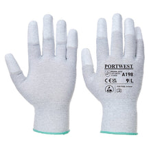 Load image into Gallery viewer, Portwest Antistatic PU Fingertip Glove Grey A198
