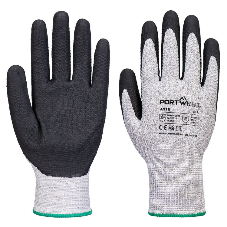 Portwest Grip 13 Nitrile Diamond Knit Glove Grey/Black A312 - Pack of 12 Pairs