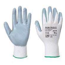 Load image into Gallery viewer, Portwest Flexo Grip Nitrile Glove Grey/White A319
