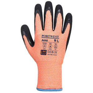 Portwest Vis-Tex Winter HR Cut Glove Nitrile Orange/Black A646