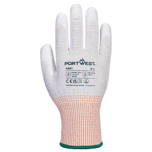 Portwest ESD PU Palm Glove Grey/White A697 - Pack of 12 Pairs