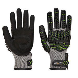 Portwest VHR15 Nitrile Foam Impact Glove Black/Green A755