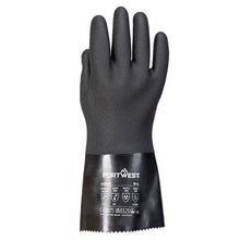 Load image into Gallery viewer, Portwest ESD PVC Chemical Gauntlet Black A882
