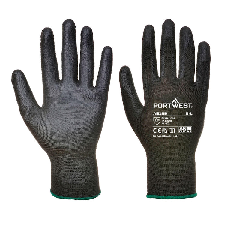 Portwest PU Palm Glove Black AB129 - Pack of 288 Pairs
