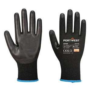 Portwest LR15 PU Touchscreen Glove Black AP33 - Pack of 12 Pairs