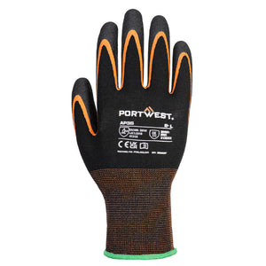 Portwest Grip 15 Nitrile Double Palm Glove Black/Orange AP35