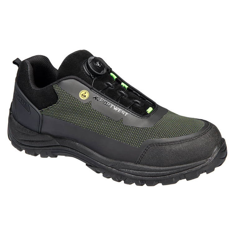 Portwest Girder Composite Low Shoe S3S ESD SR FO Black/Green FE05