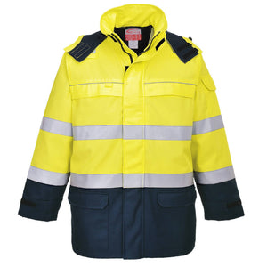 Portwest Bizflame Rain+ Hi-Vis Arc Jacket Yellow/Navy FR79