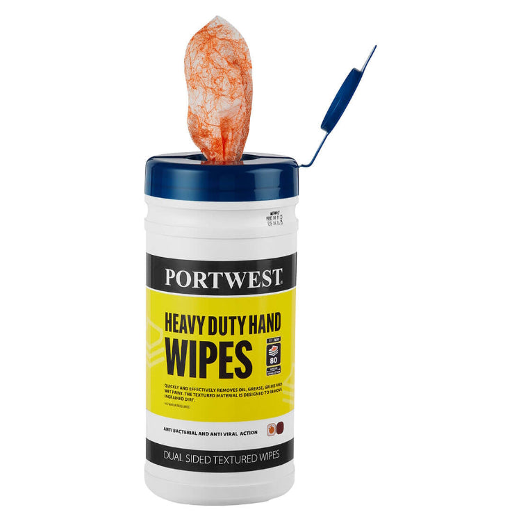 Portwest Heavy Duty Hand Wipes Orange IW30 (80 Wipes)