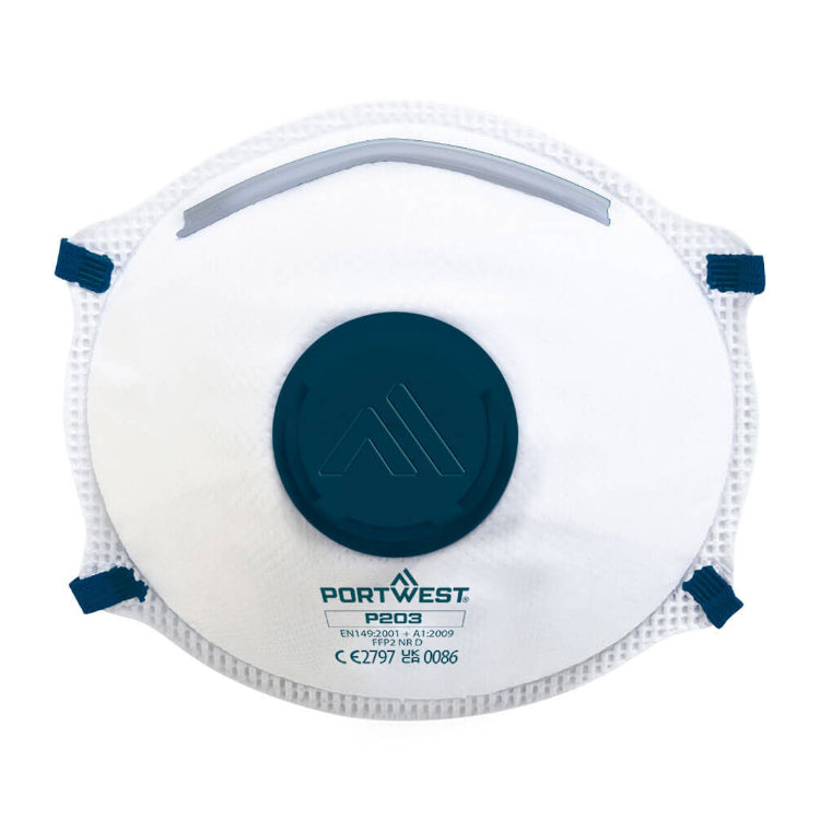 Portwest FFP2 Valved Dolomite Respirator White P203 - Pack of 10