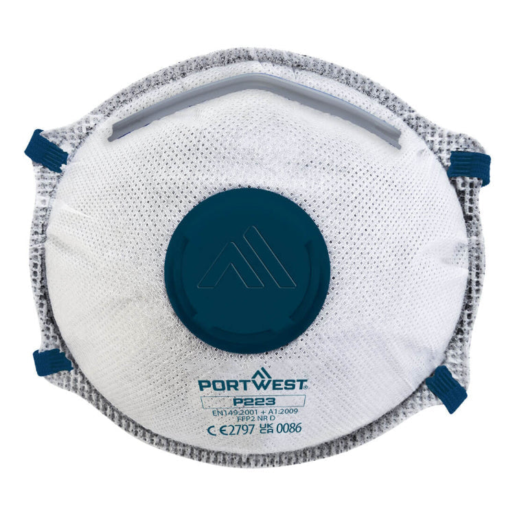 Portwest FFP2 Carbon Valved Dolomite Respirator White P223 - Pack of 10
