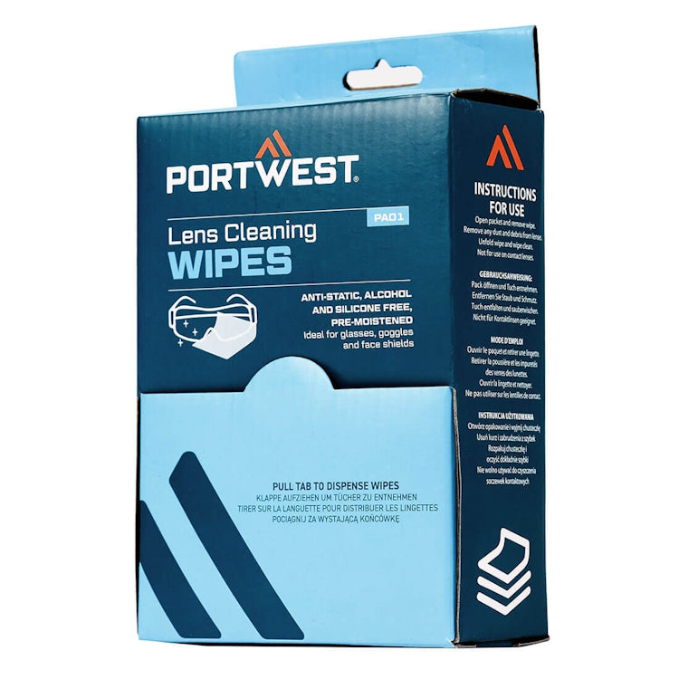 Portwest Lens Cleaning Wipes White PA01 - Box of 100