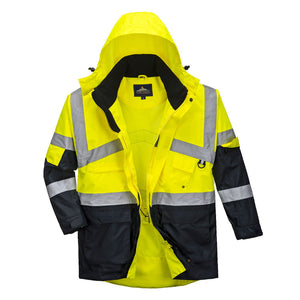 Portwest Hi-Vis Breathable Contrast Rain Jacket Yellow/Navy S760