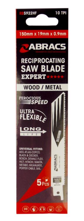 Abracs Wood/Metal Reciprocating Saw Blade 150mm x 19mm x 0.9mm