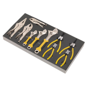 Sealey Tool Tray, Adjustable Wrench & Pliers Set 10pc (Siegen)