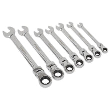 Load image into Gallery viewer, Sealey Flexi-Head Ratchet Combination Spanner Set 7pc Metric (Siegen)
