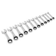 Load image into Gallery viewer, Sealey Stubby Ratchet Combination Spanner Set 12pc - Metric (Siegen)
