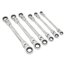 Load image into Gallery viewer, Sealey Flexi-Head Double End Ratchet Ring Spanner Set 6pc Metric (Siegen)
