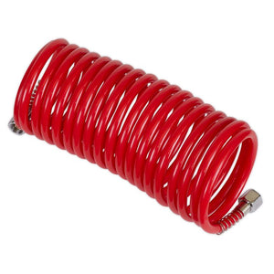 Sealey PE Coiled Air Hose 5M x 5mm, 1/4"BSP Unions