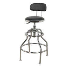Load image into Gallery viewer, Sealey Workshop Stool Pneumatic, Adjustable Height Swivel Seat &amp; Back Rest (760-880mm)
