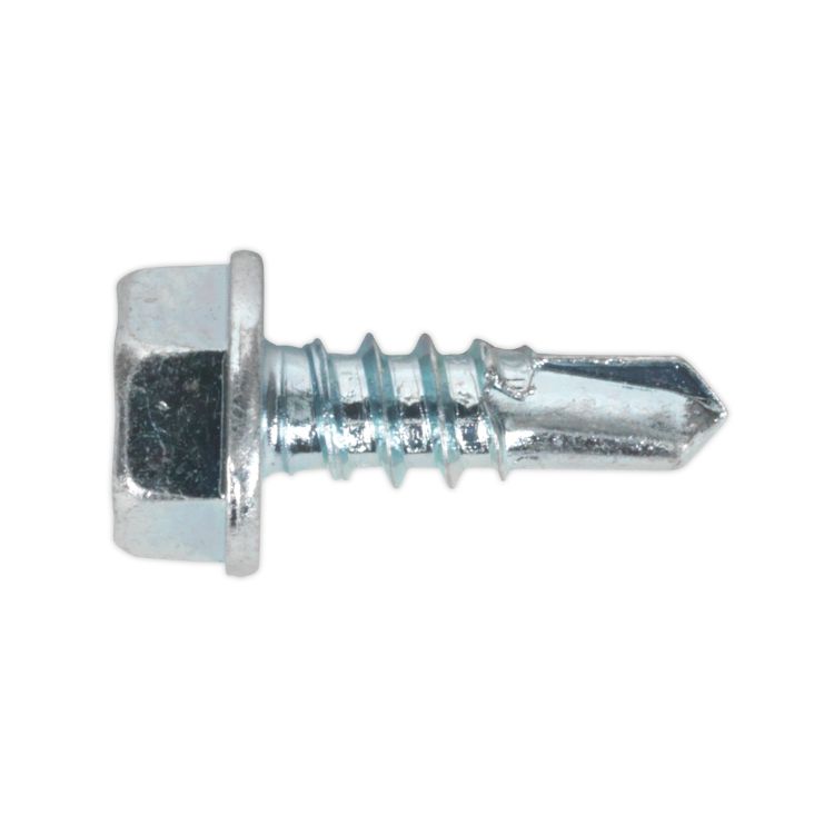 Sealey Self-Drilling Screw 4.2 x 13mm Hex Head Zinc - Pack of 100