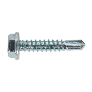 Sealey Self-Drilling Screw 4.8 x 25mm Hex Head Zinc - Pack of 100