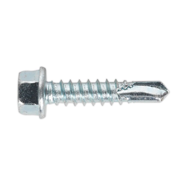 Sealey Self-Drilling Screw 5.5 x 25mm Hex Head Zinc - Pack of 100