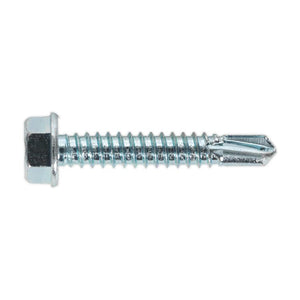 Sealey Self-Drilling Screw 6.3 x 38mm Hex Head Zinc - Pack of 100
