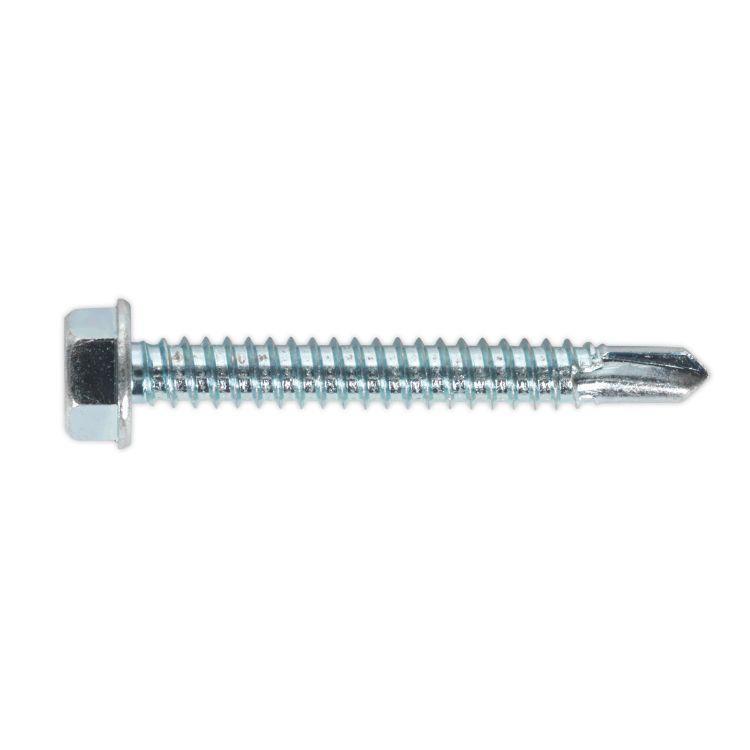 Sealey Self-Drilling Screw 6.3 x 50mm Hex Head Zinc - Pack of 100
