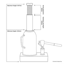 Load image into Gallery viewer, Sealey Bottle Jack 10 Tonne (Min/Max Height - 222/447mm)
