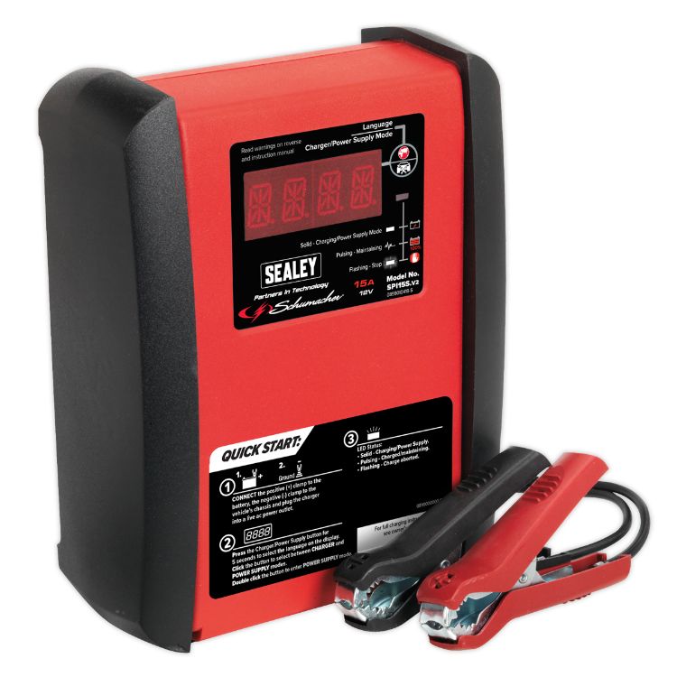 Sealey Schumacher Intelligent Speed Charge Battery Charger/Maintainer 15A 12V