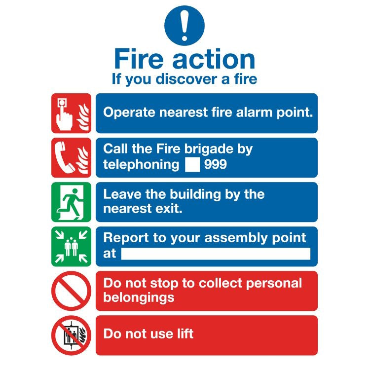 Sealey Safe Conditions Safety Sign - Fire Action With Lift