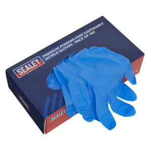 Sealey Premium Powder-Free Disposable Nitrile Gloves Large - Pack of 100