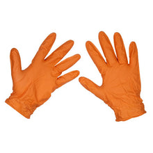 Load image into Gallery viewer, Sealey Orange Diamond Grip Extra-Thick Nitrile Powder- Free Gloves Large - Pack of 50
