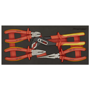 Sealey Insulated Pliers Set 4pc, Tool Tray - VDE Approved