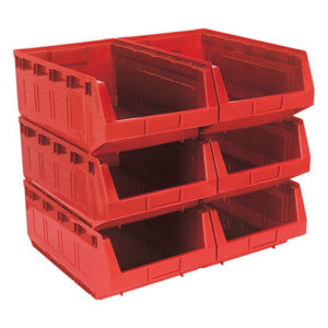 Sealey Plastic Storage Bin 310 x 500 x 190mm Red - Pack of 6