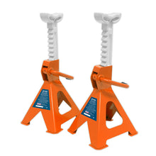 Load image into Gallery viewer, Sealey Axle Stands (Pair) 2 Tonne Capacity per Stand Ratchet Type - Orange
